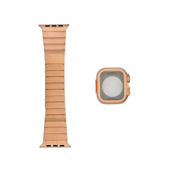 Apple Watch 7 45mm Sert Kasa Koruyuculu Metal Kordon Bilek Boyu Ayarlı Krd-126