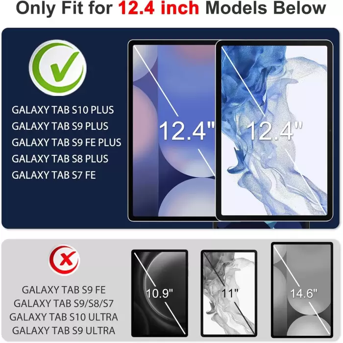 2 ADET Samsung Galaxy Tab S10 Plus/S9 Plus/S9 FE Plus/S7 FE 5G/S8 Plus 12.4 Tablet Temperli Cam Ekran Koruyucu