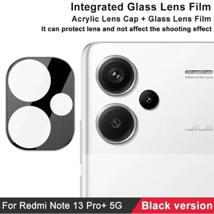 Xiaomi Redmi Note 13 Pro Plus 5g Kamera Koruyucu Cam Siyah Çerçeveli Lens Koruma Parlak Renkli Sert 3d