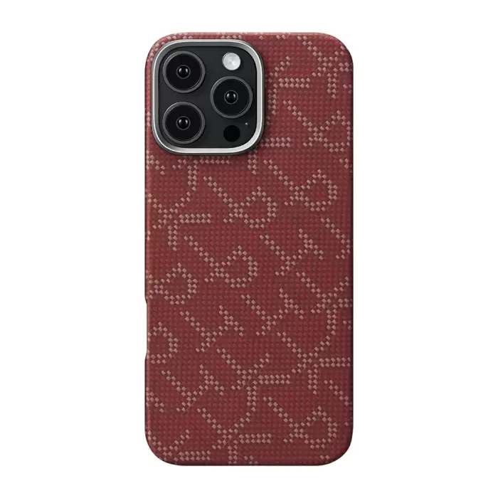 Apple İphone 16 Pro Kılıf Magsafe Şarj  Aramid Fiber Pitaka Tactile Woven Monogram Series Kapak