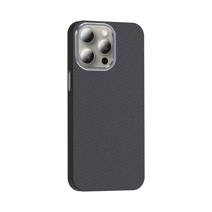Apple İphone 15 Pro Kılıf Magsafe Şarj Karbon Fiber Görünümlü Hafif Sağlam Lopard Gros Kapak Telefon Kılıfı