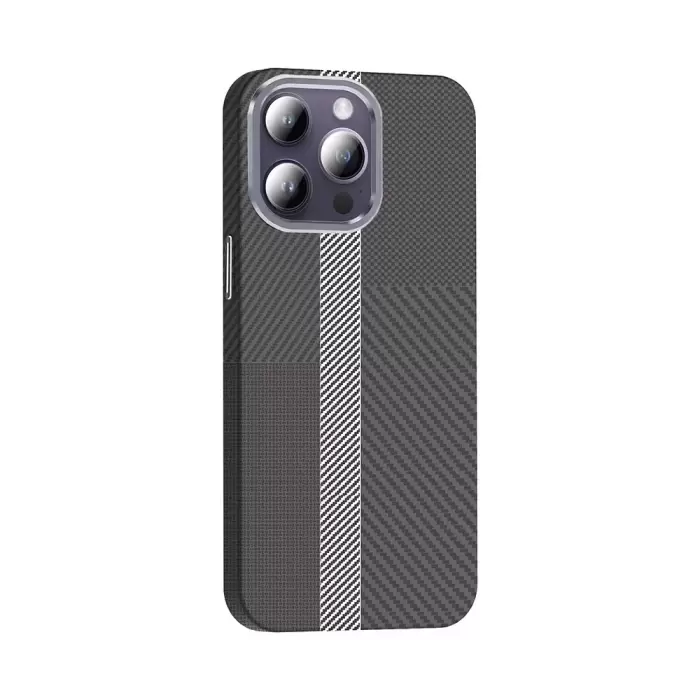Apple İphone 14 Pro Max Kılıf Magsafe Şarj Karbon Fiber Görünümlü Hafif Sağlam Lopard Gros Kapak Telefon Kılıfı