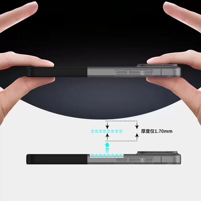Apple İphone 16 Pro Kılıf Magsafe Şarj Duble 1.7mm Kapak Kart Bölmeli Lacivert Siyah Gri Renkleriyle