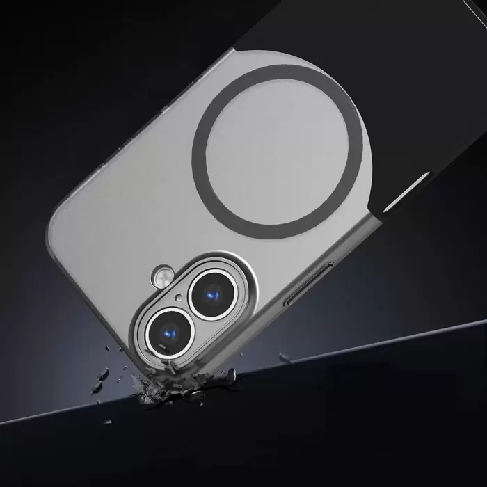 Apple İphone 16 Kılıf Magsafe Şarj Duble 1.7mm Kapak Kart Bölmeli Lacivert Siyah Gri Renkleriyle