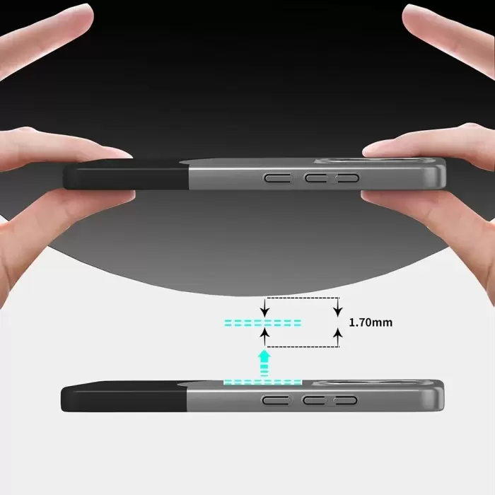 Poco X7 Pro Kılıf Magsafe Şarj Duble 1.7mm Kapak Kart Bölmeli Lacivert Siyah Gri Renkleriyle