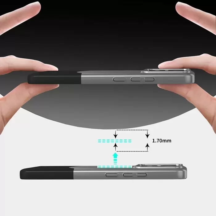 Poco X6 Pro Kılıf Magsafe Şarj Duble 1.7mm Kapak Kart Bölmeli Lacivert Siyah Gri Renkleriyle