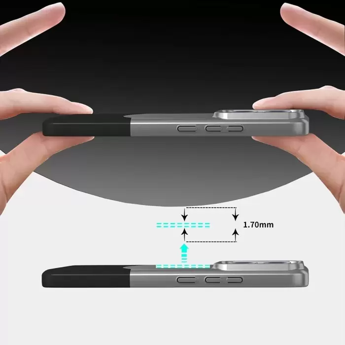 Xiaomi 14t Kılıf Magsafe Şarj Duble 1.7mm Kapak Kart Bölmeli Lacivert Siyah Gri Renkleriyle