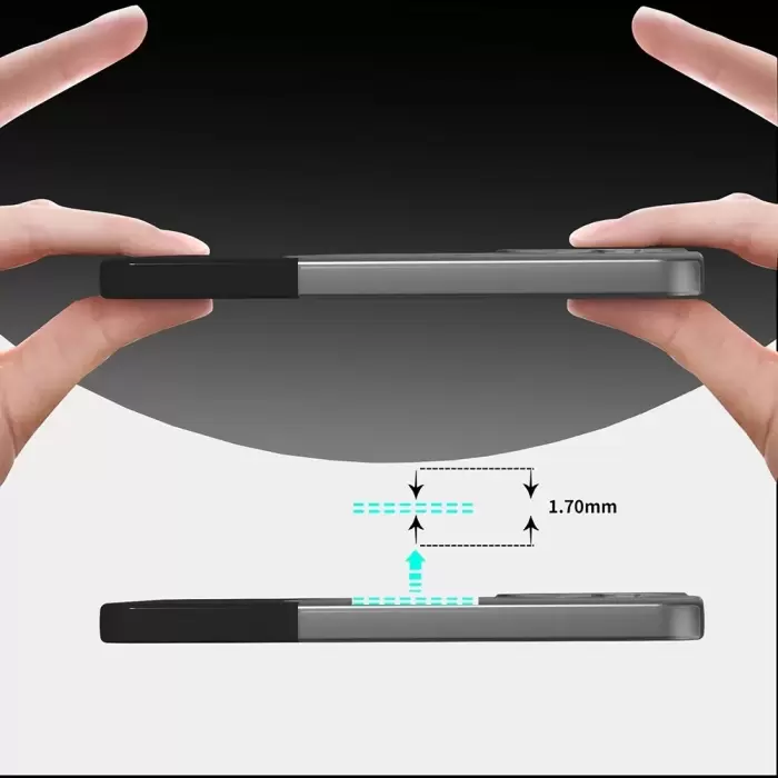 Samsung Galaxy S24 Fe Kılıf Magsafe Şarj Kartlıklı Mıknatıslı Duble 1.7mm Kapak Kart Bölmeli Lacivert Siyah Gri Renkleriyle