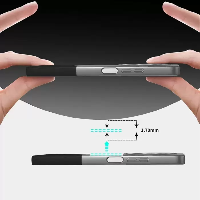 Xiaomi Redmi 14c 4g Kılıf Magsafe Şarj Duble 1.7mm Kapak Kart Bölmeli Lacivert Siyah Gri Renkleriyle