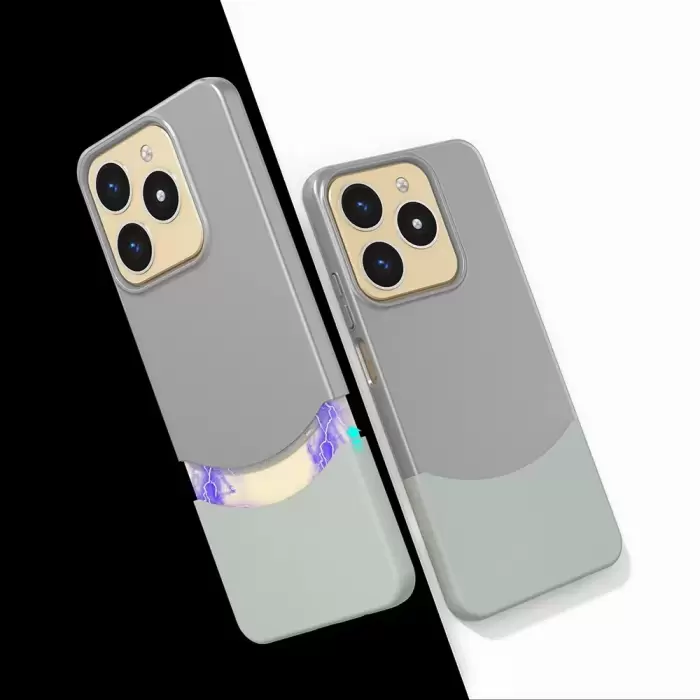 Realme Note 60 Kılıf Magsafe Şarj Duble 1.7mm Kapak Kart Bölmeli Lacivert Siyah Gri Renkleriyle