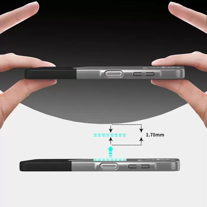 Samsung Galaxy A06 Kılıf Magsafe Şarj Duble 1.7mm Kapak Kart Bölmeli Lacivert Siyah Gri Renkleriyle