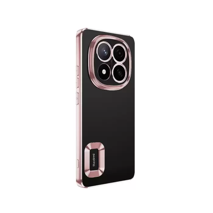 Xiaomi Redmi Note 14 Pro Plus Kılıf + Pet Ekran Koruyucu Set Kamera Lens Korumalı Şeffaf Parlak Kenar Logo Açık Omega Kapak Mavi Siyah Gold Renk