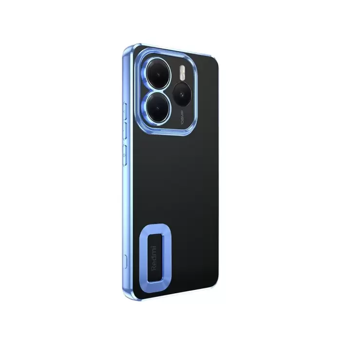 Xiaomi Redmi Note 14 5g Kılıf + 9h Ekran Koruyucu Set Kamera Lens Korumalı Şeffaf Parlak Kenar Logo Açık Omega Kapak Mavi Siyah Gold Renk