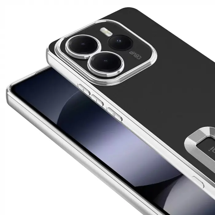 Xiaomi Redmi Note 14 5g Kılıf + 9h Ekran Koruyucu Set Kamera Lens Korumalı Şeffaf Parlak Kenar Logo Açık Omega Kapak Mavi Siyah Gold Renk