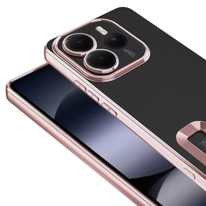 Xiaomi Redmi Note 14 5g Kılıf + 9h Ekran Koruyucu Set Kamera Lens Korumalı Şeffaf Parlak Kenar Logo Açık Omega Kapak Mavi Siyah Gold Renk
