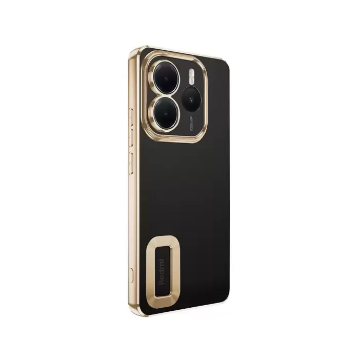 Xiaomi Redmi Note 14 5g Kılıf + 9h Ekran Koruyucu Set Kamera Lens Korumalı Şeffaf Parlak Kenar Logo Açık Omega Kapak Mavi Siyah Gold Renk