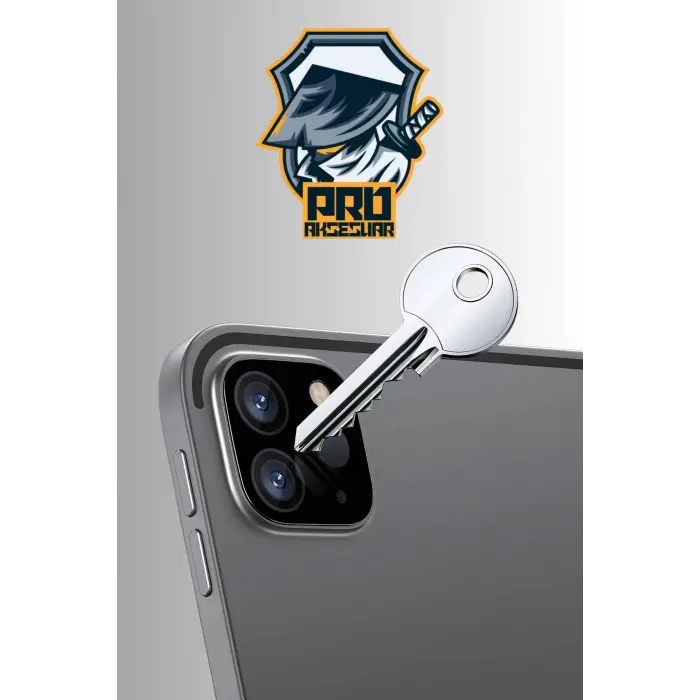 Apple iPad Pro11/13 2024, Pro 12.9/11 Inch (2022/2021/2020) Siyah Çerçeveli Lens Koruma Parlak Renkli Kamera Koruyucu 0.5mm  İnce Cam 3d kamera cam