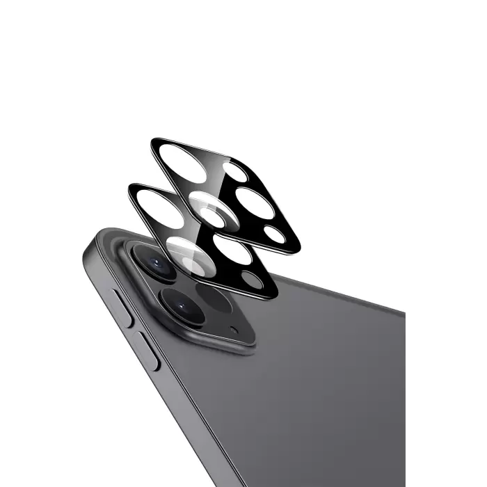 Apple iPad Pro11/13 2024, Pro 12.9/11 Inch (2022/2021/2020) Siyah Çerçeveli Lens Koruma Parlak Renkli Kamera Koruyucu 0.5mm  İnce Cam 3d kamera cam