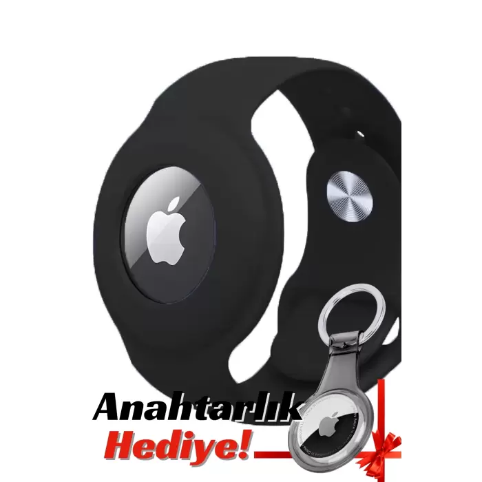 Apple Airtag Uyumlu Kordon (Anahtarlık Hediyeli) & Bileklik - Çok Amaçlı Yumuşak Silikon Kılıf