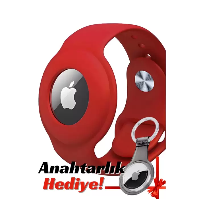 Apple Airtag Uyumlu Kordon (Anahtarlık Hediyeli) & Bileklik - Çok Amaçlı Yumuşak Silikon Kılıf