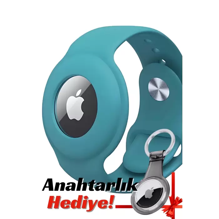 Apple Airtag Uyumlu Kordon (Anahtarlık Hediyeli) & Bileklik - Çok Amaçlı Yumuşak Silikon Kılıf