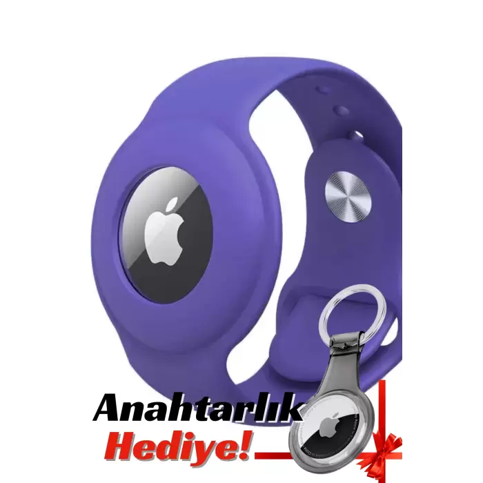 Apple Airtag Uyumlu Kordon (Anahtarlık Hediyeli) & Bileklik - Çok Amaçlı Yumuşak Silikon Kılıf