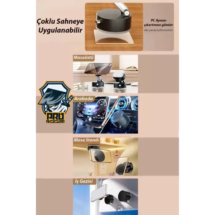 A3 Pro 180 Derece Dönebilen Vakumlu Manyetik Taşınabilir Çok Amaçlı Araç Telefon Tutucu