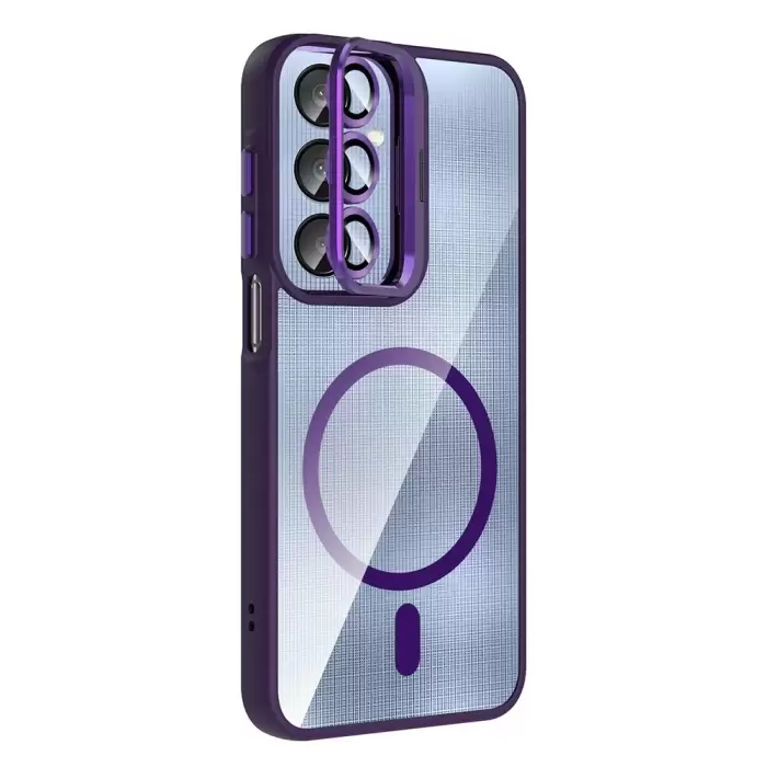 Samsung Galaxy A56 Kılıf Standlı Ve Kamera Lens Hediyeli Kablosuz Şarj Özellikli Lopard Etro Kapak