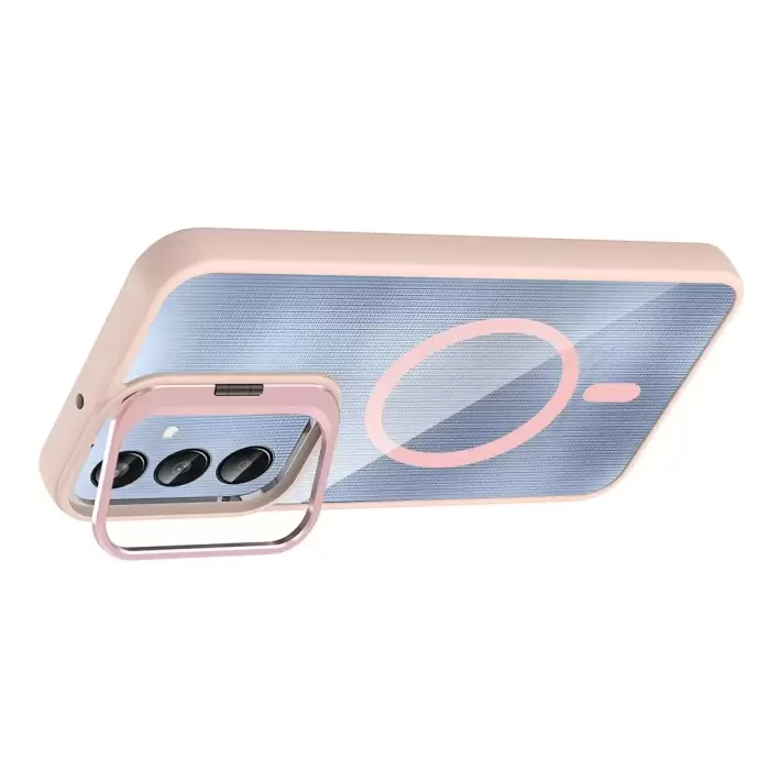 Samsung Galaxy A56 Kılıf Standlı Ve Kamera Lens Hediyeli Kablosuz Şarj Özellikli Lopard Etro Kapak
