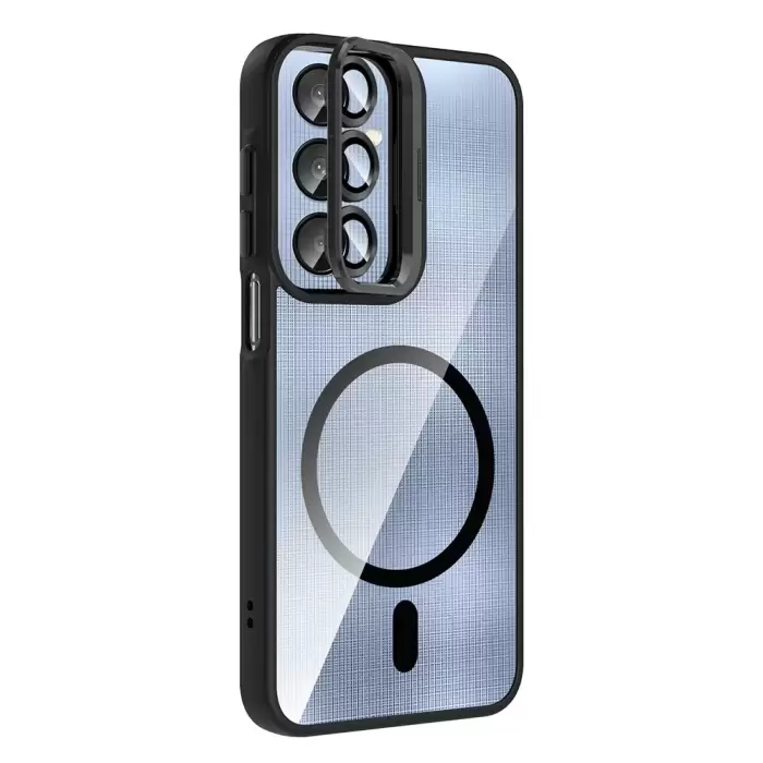Samsung Galaxy A56 Kılıf Standlı Ve Kamera Lens Hediyeli Kablosuz Şarj Özellikli Lopard Etro Kapak
