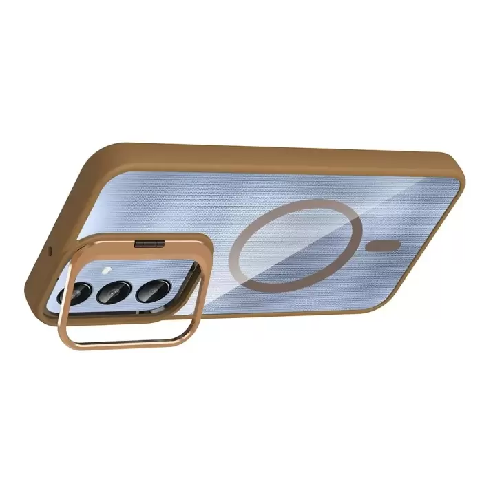 Samsung Galaxy A36 Kılıf Standlı Ve Kamera Lens Koruma Hediyeli Kablosuz Şarj Özellikli Lopard Etro Kapak