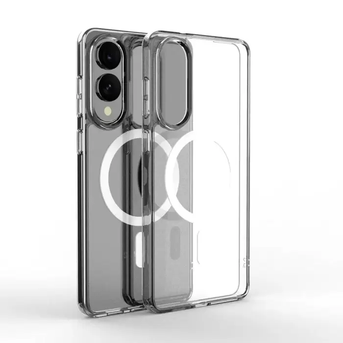Samsung Galaxy S25 Edge Kılıf Kamera Korumalı Magsafe Sert Kristal Şeffaf Pc Lopard Porto Kapak