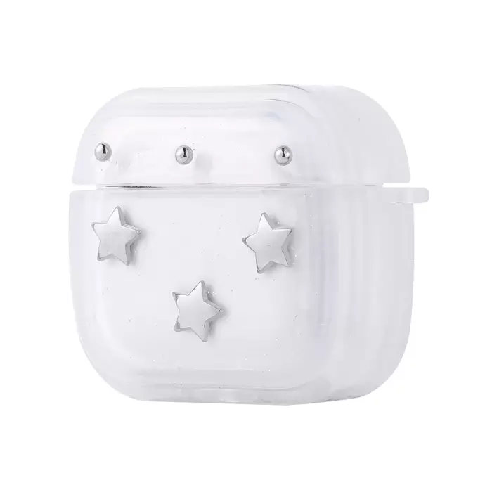 Apple Airpods 4 Lopard Airbag 44 Airbag Tasarımlı Simli Şeffaf Kutup Kılıf