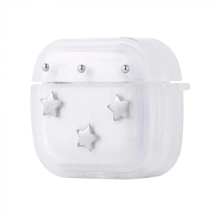 Apple Airpods 4 Lopard Airbag 44 Airbag Tasarımlı Simli Şeffaf Kutup Kılıf