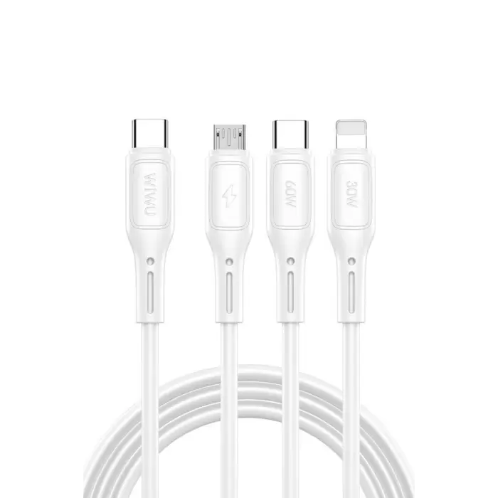 60W Link Type-C Süper Fast PD Şarj Kablosu 3in1 iPhone Samsung Xiaomi Huawei Hızlı Şarj Data USB Kablo Kopmayan Sağlam Halat Örgülü 1.2m
