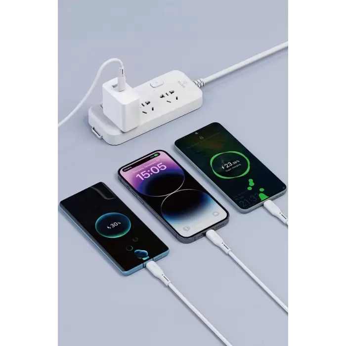 60W Link Type-C Süper Fast PD Şarj Kablosu 3in1 iPhone Samsung Xiaomi Huawei Hızlı Şarj Data USB Kablo Kopmayan Sağlam Halat Örgülü 1.2m