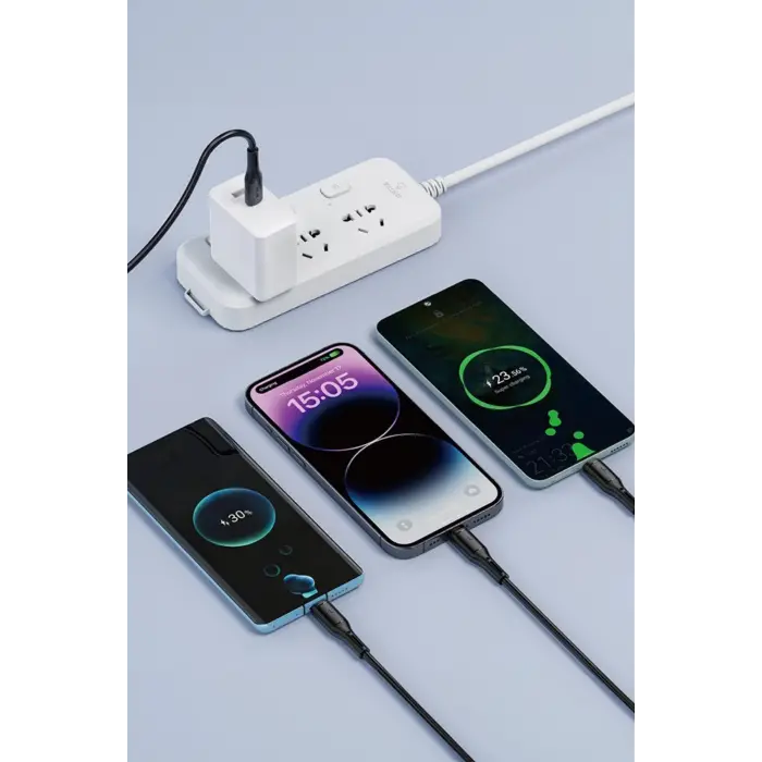 60W Link Type-C Süper Fast PD Şarj Kablosu 3in1 iPhone Samsung Xiaomi Huawei Hızlı Şarj Data USB Kablo Kopmayan Sağlam Halat Örgülü 1.2m