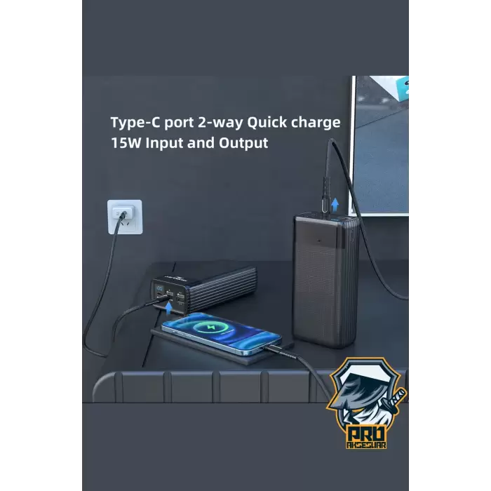 40000 Mah Powerbank 4 Çıkışlı Taşınabilir LCD Göstergeli 22.5W Pd Hızlı Çoklu Şarj Cihazı  - iPhone, Samsung, Xiaomi Tam Uyum