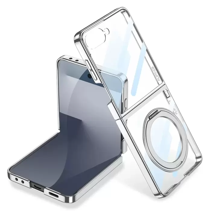 Samsung Z Flip 7 Kılıf Magsafe Kıpta KPT-02 Kapak - Şeffaf, Standlı, Şık Koruma