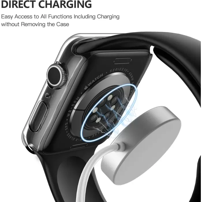 8 Adet Apple Watch Serisi 10 46mm Sert Kılıf & Ekran Koruyucu Kırmızı Siyah Pembe Gold Şeffaf Beyaz Lacivert Yeşil Kombin Dostu Set