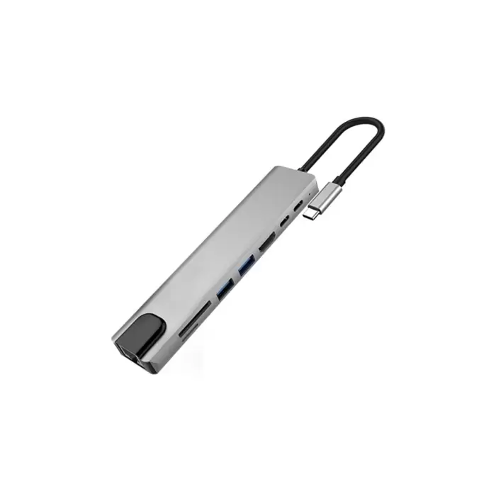 Lopard 8 In 1 Type C Hub HDMI Dönüştürücü Apple Macbook Pro/air iPhone iPad Matebook Uyumlu Çevirici Çoğaltıcı Ethernet RJ45 Sd Tf USB Type C Hub