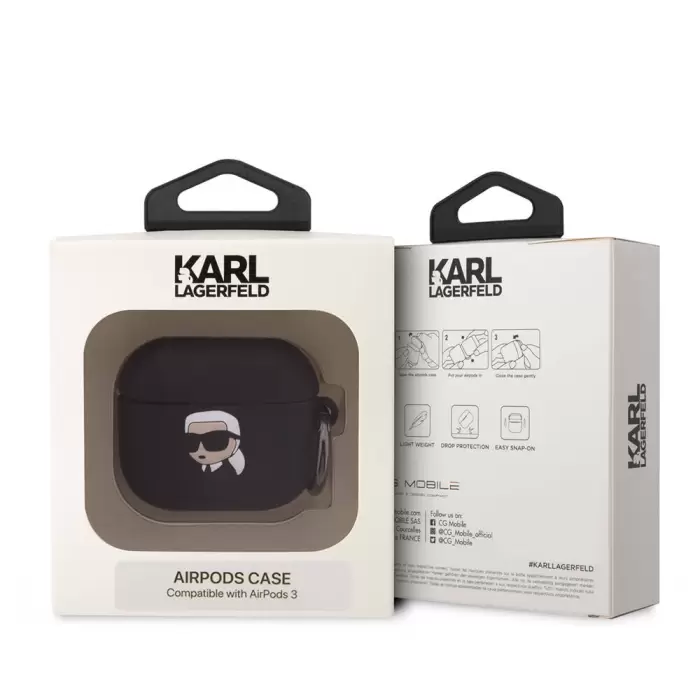 Apple Airpods 3. Nesil Kılıf Karl Lagerfeld Orjinal Lisanslı Karl 3d Silikon Kapak