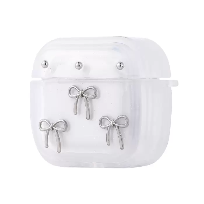 Apple Airpods 4 Lopard Airbag 44 Airbag Tasarımlı Simli Şeffaf Kutup Kılıf