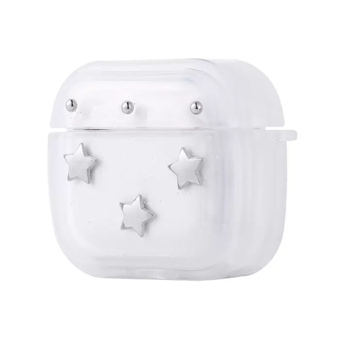 Apple Airpods 4 Lopard Airbag 44 Airbag Tasarımlı Simli Şeffaf Kutup Kılıf