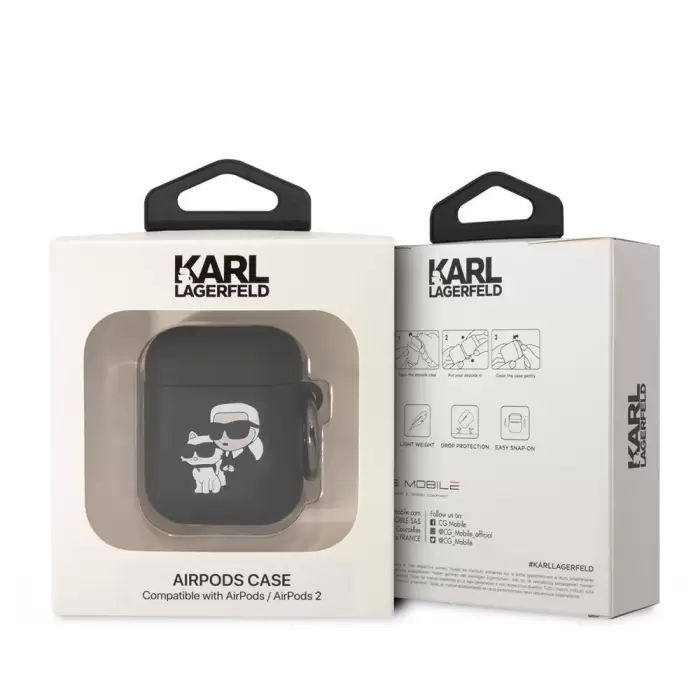 Apple Airpods Kılıf Karl Lagerfeld Orjinal Lisanslı Karl & Choupette 3d Silikon Kapak