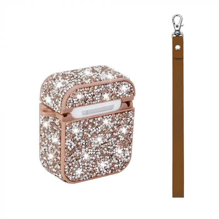 Apple Airpods Lopard Airbag 45 Bilek Askı Aparatlı Simli Şeffaf Kılıf
