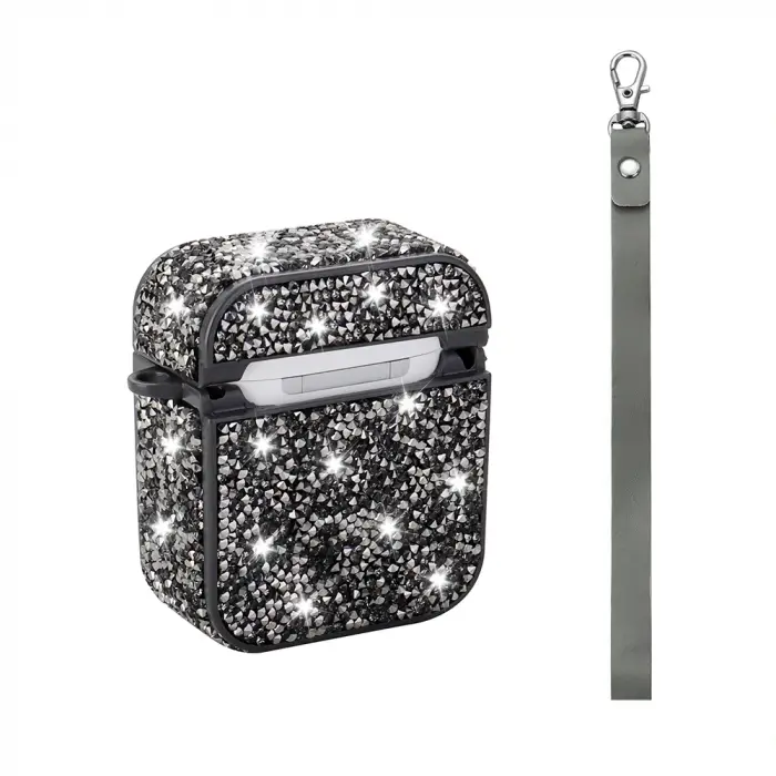 Apple Airpods Lopard Airbag 45 Bilek Askı Aparatlı Simli Şeffaf Kılıf