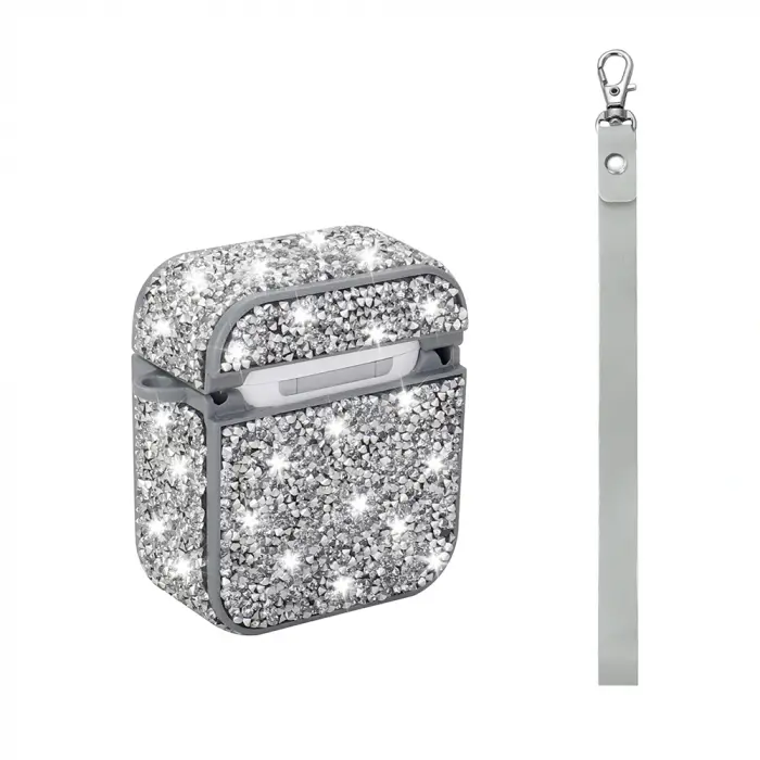 Apple Airpods Lopard Airbag 45 Bilek Askı Aparatlı Simli Şeffaf Kılıf
