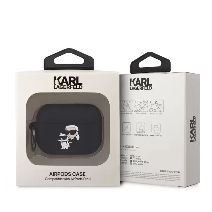 Apple Airpods Pro 2 Kılıf Karl Lagerfeld Orjinal Lisanslı Karl & Choupette 3d Silikon Kapak