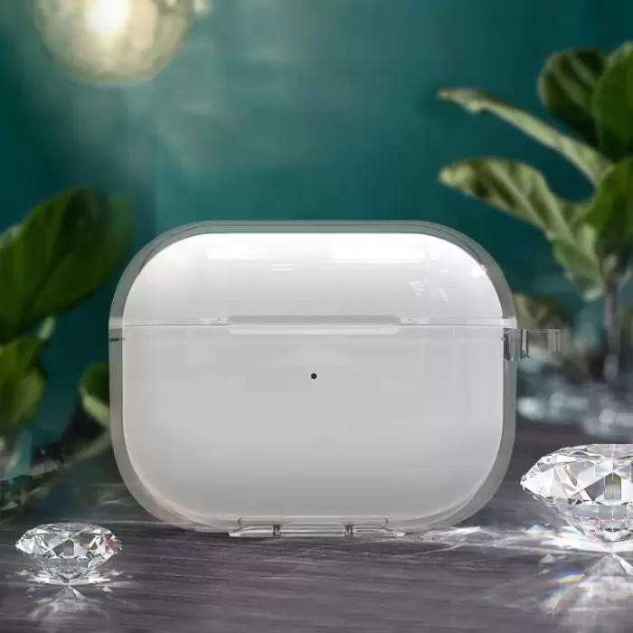 Apple Airpods Pro 2 Kılıf Şeffaf Kristal Silikon Lopard Airbag 14 Kılıf